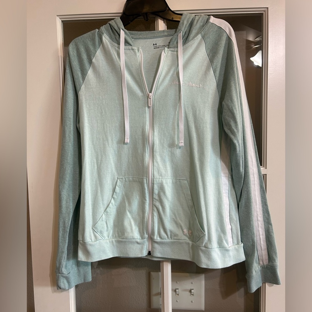 Under Armour Mint Green & White Full-Zip Hoodie Sweatshirt